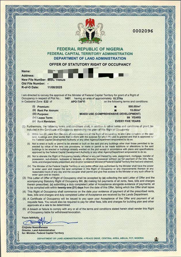 Land for sale Apo Abuja