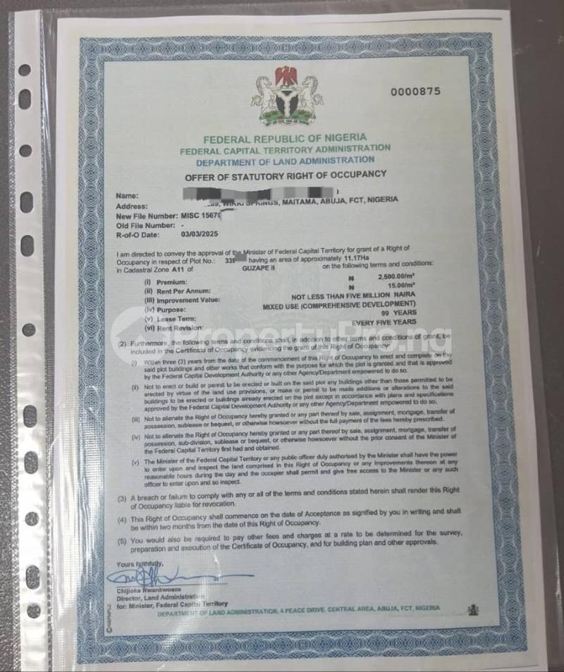 Land for sale  Guzape Abuja