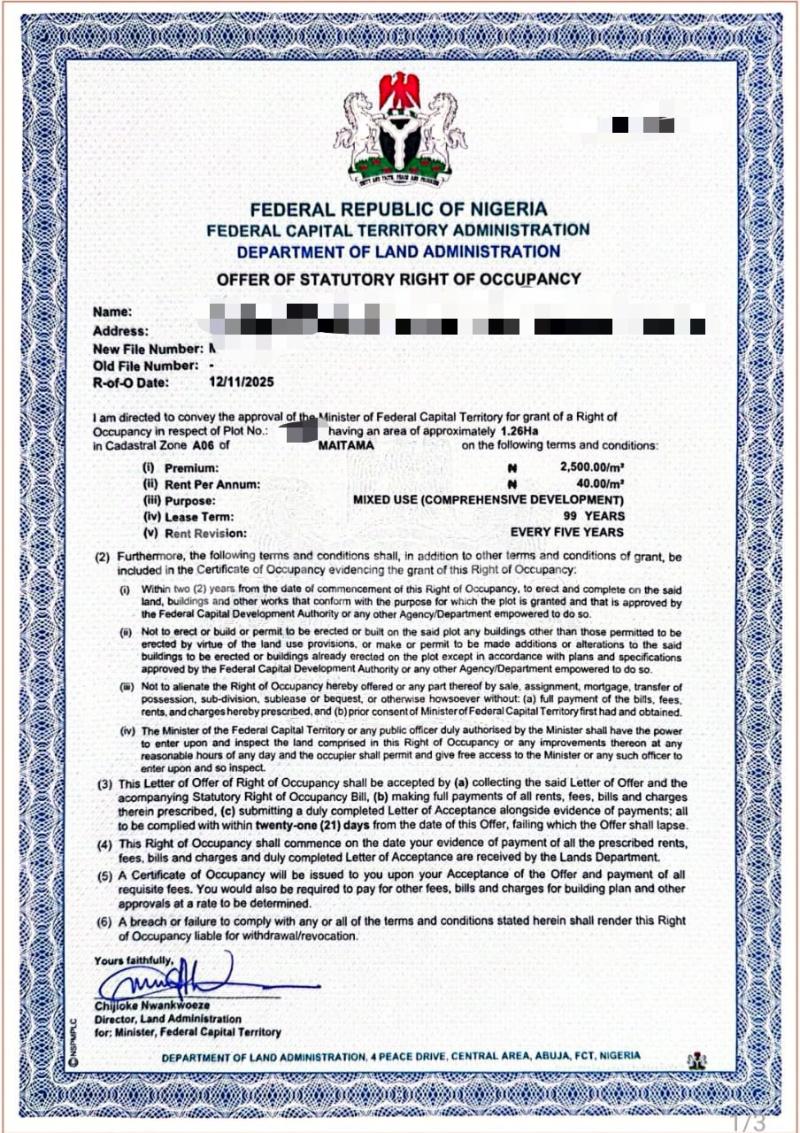 Land for sale Maitama Main Maitama Abuja