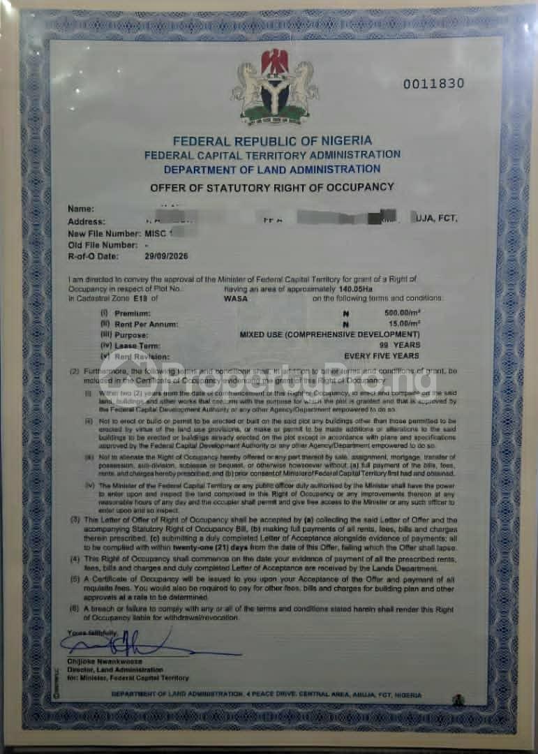 Land for sale Wasa Apo Abuja