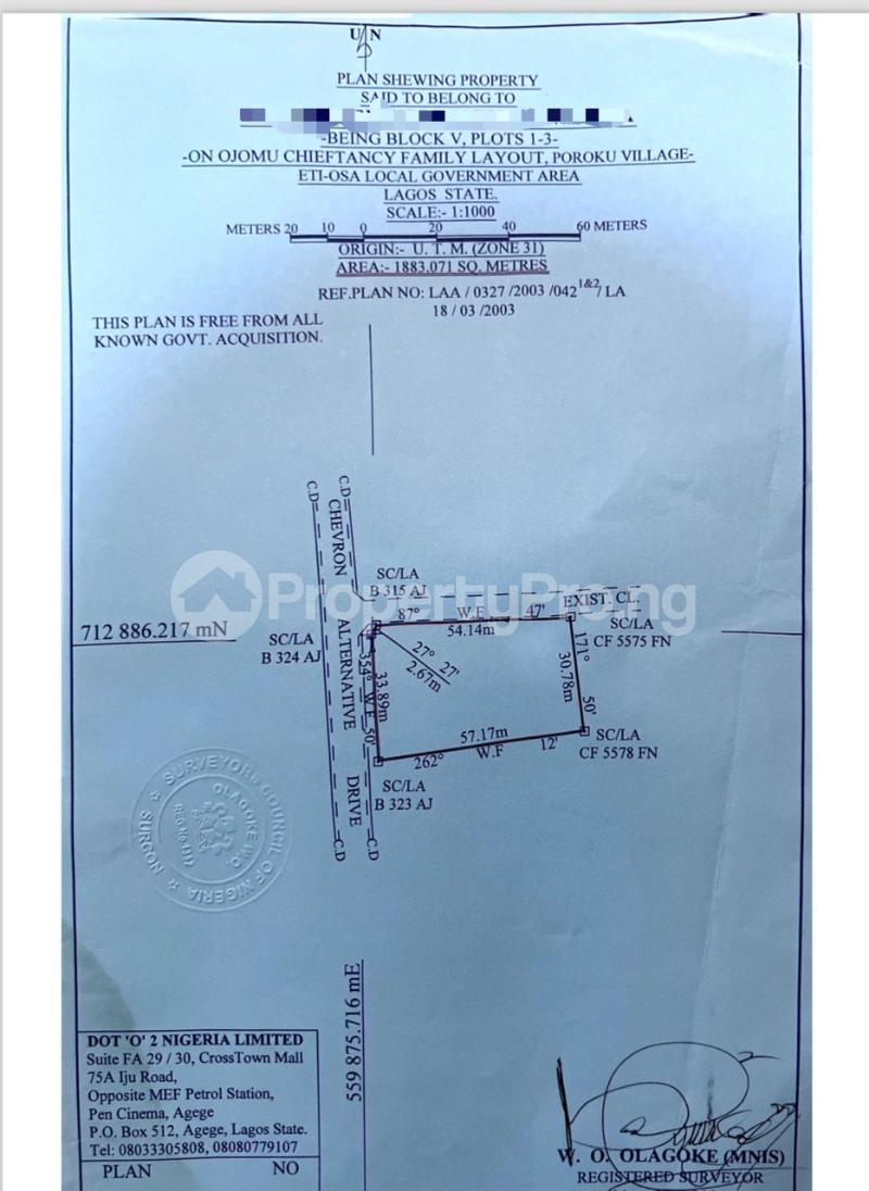 Land for sale Chevron Lekki Lagos