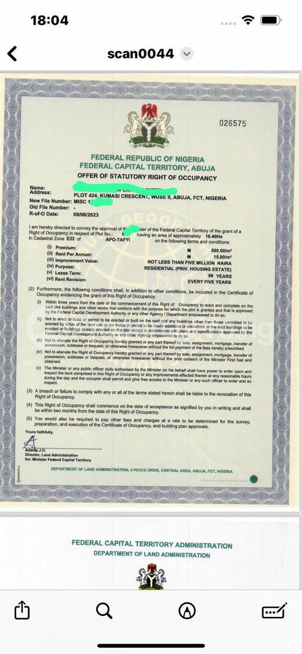 Land for sale Apo Tafyi Apo Abuja