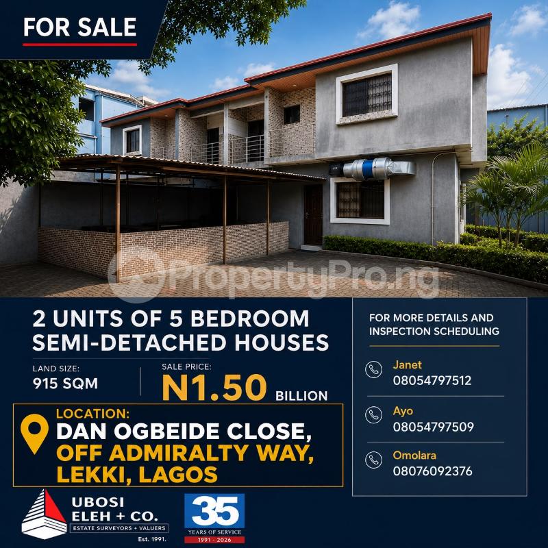5 bedroom House for sale Dan Ogbeide Close, Off Admiralty Way Lekki Lagos