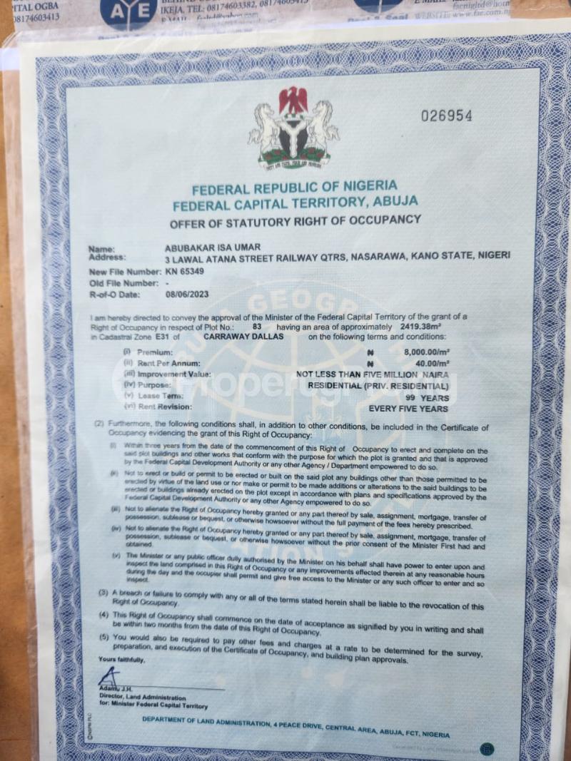 Land for sale Carryaway Dallas Asokoro Abuja