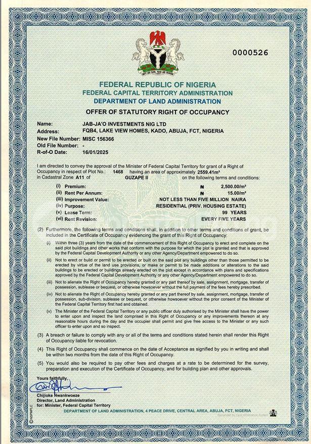 Land for sale Guzape Abuja