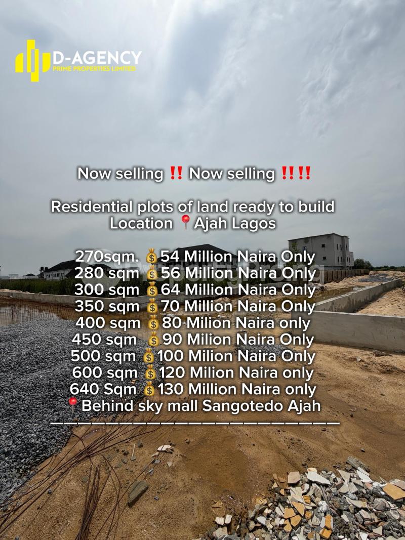 Land for sale Behind Sky Mail Sangotedo Ajah Lagos