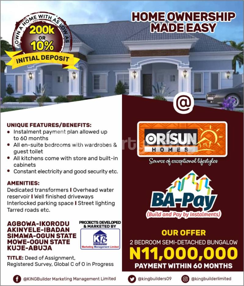 2 bedroom House for sale Orisun Estate Akinyele, Onidundu Akinyele Oyo