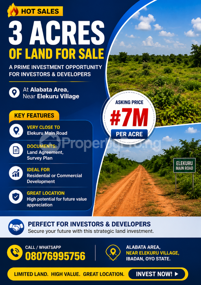 Land for sale Elekuru Moniya Road, Ibadan Oyo State Moniya Ibadan Oyo