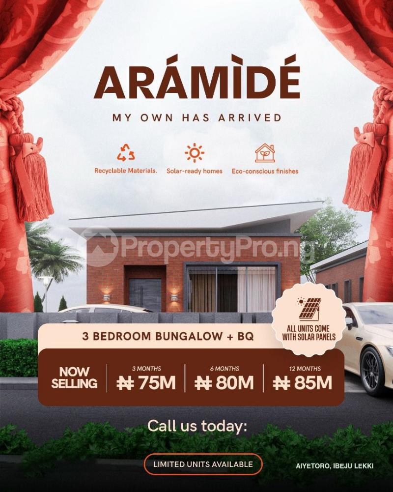 3 bedroom House for sale Aramide Bungalows In Ayetoro Along Lekki Epe Expressway Eleranigbe Ibeju-Lekki Lagos