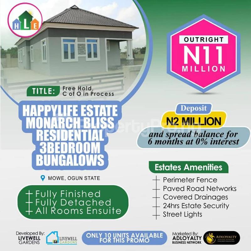 3 bedroom House for sale Happy Life Estate, Mowe Mowe Obafemi Owode Ogun