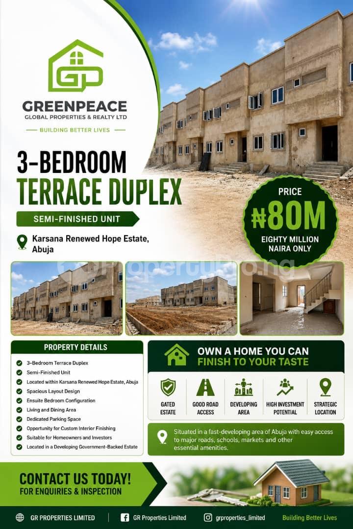 3 bedroom House for sale Karsana Renewed Hope Estate, Abuja Karsana East Karsana Abuja