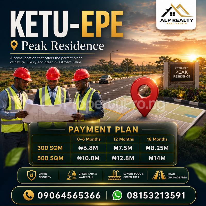 Land for sale Ketu Epe, Near Lagos State Logistics Park Epe Lagos