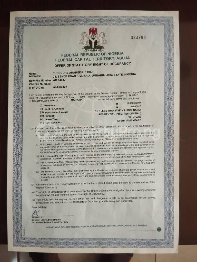 Land for sale Maitama Abuja