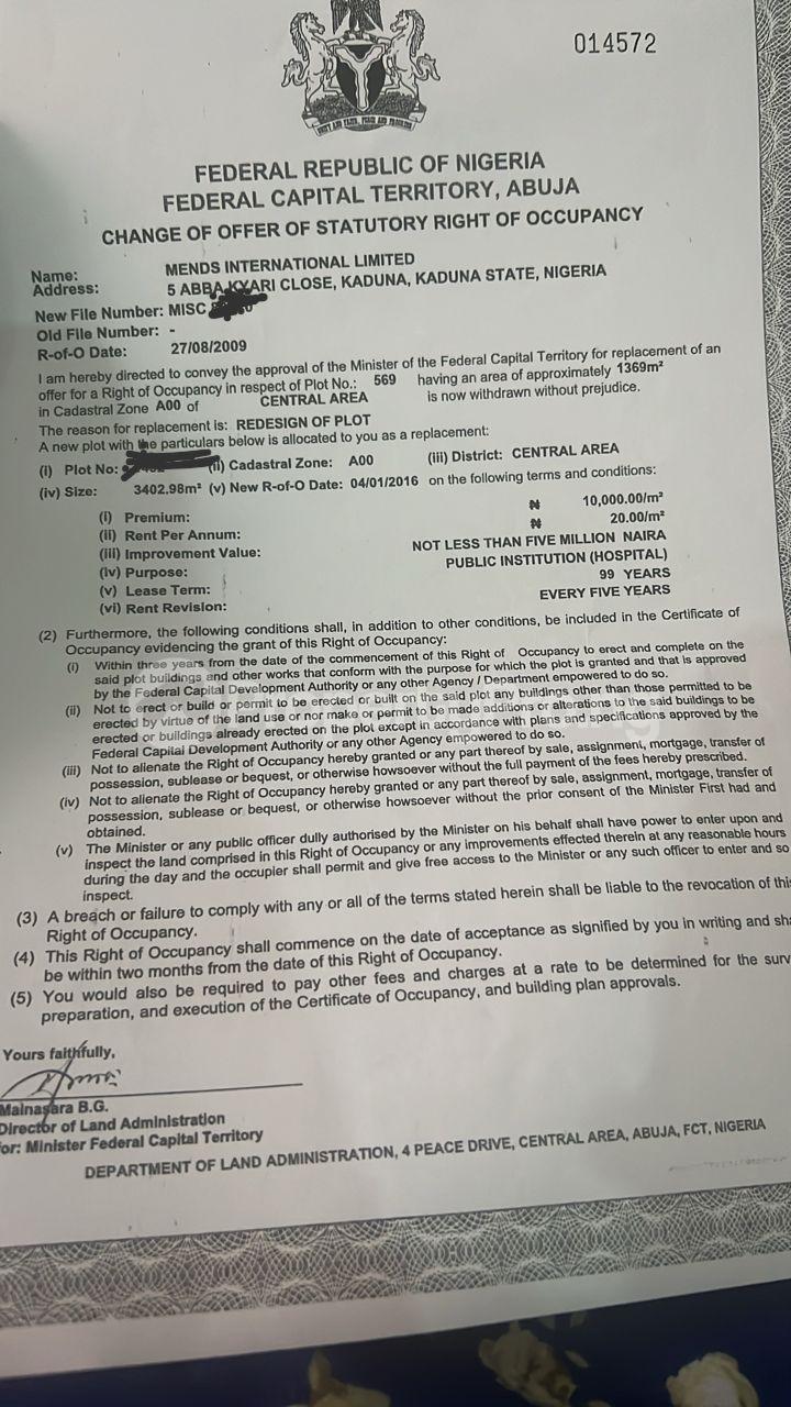 Land for sale Central Area Abuja - 0