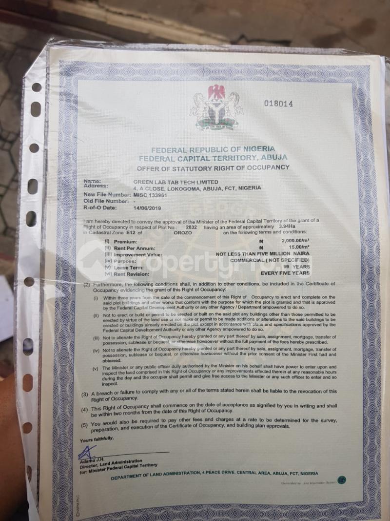 Land for sale Orozo Abuja