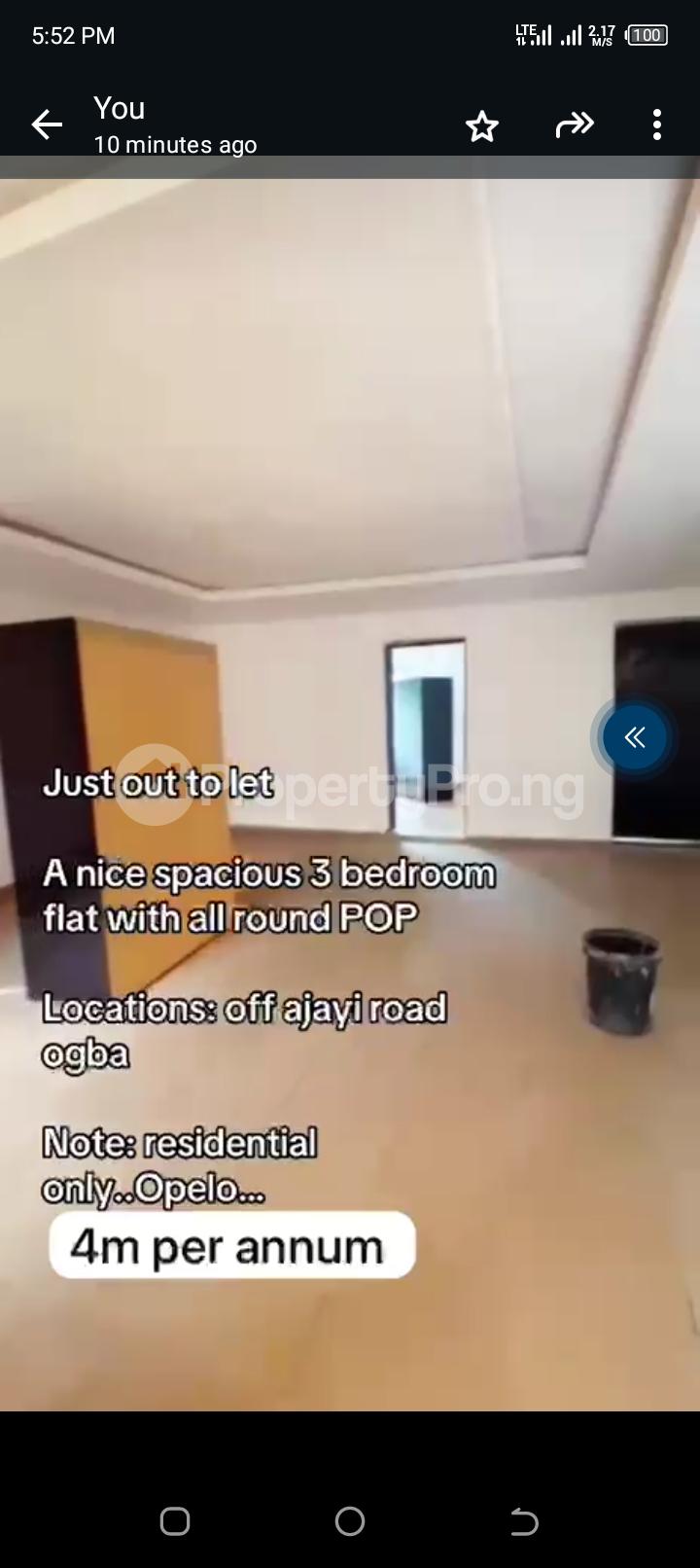 3 bedroom Flat / Apartment for rent Ajayi road Ogba Lagos