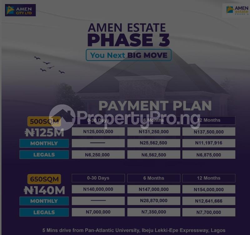 Land for sale Amen Estate Phase 3 Eleko Ibeju-Lekki Lagos
