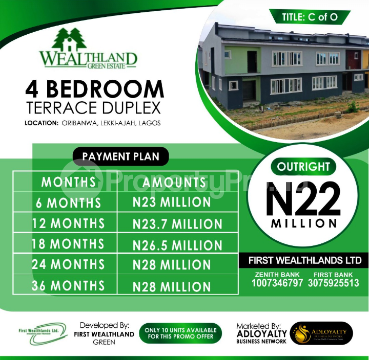 4 bedroom House for sale Oribanjo Ibeju Lekki Ajah Lagos