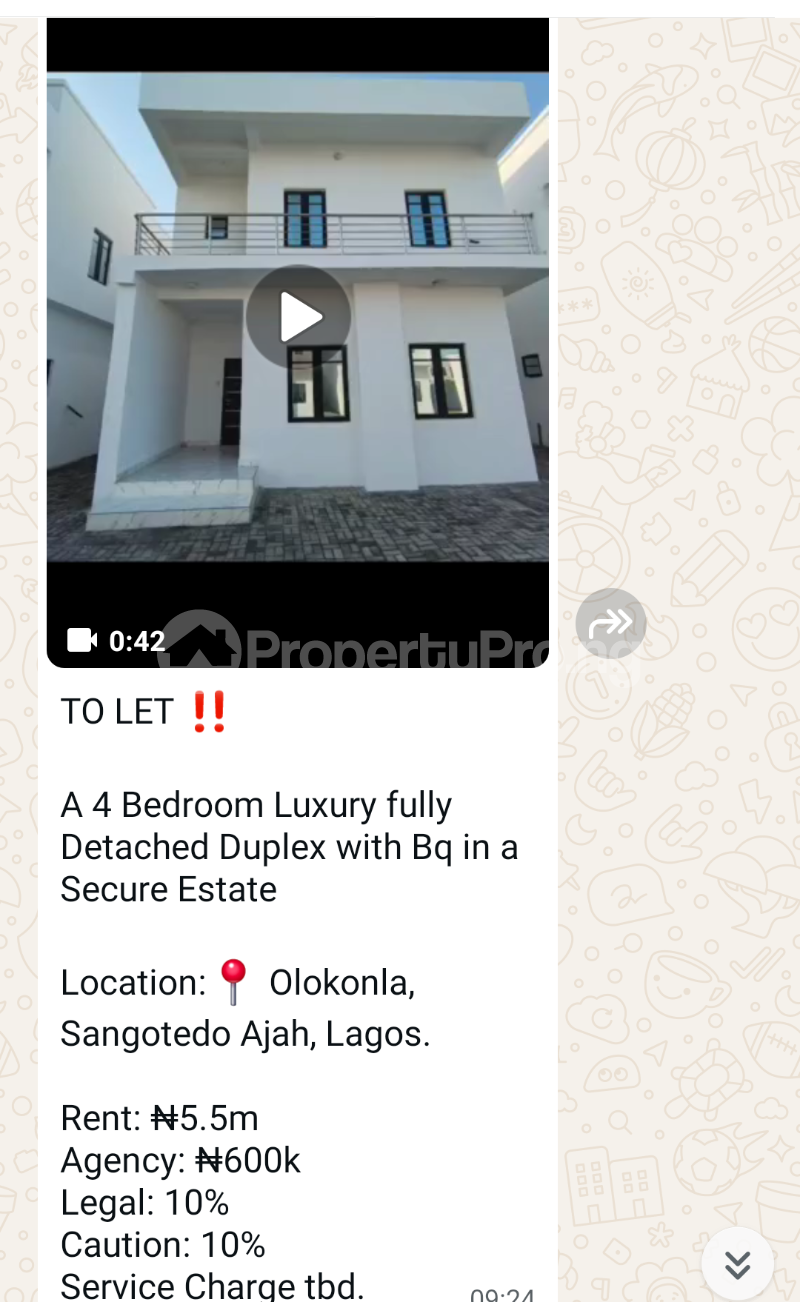 4 bedroom House for rent Olokonla Sangotedo Ajah Lagos