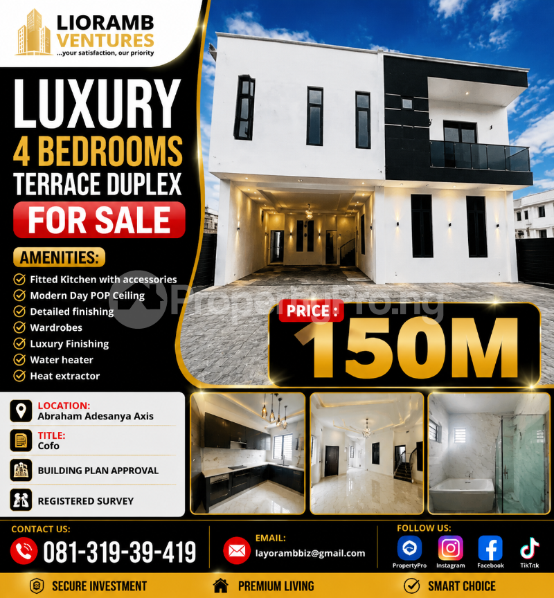 4 bedroom House for sale Abraham adesanya estate Ajah Lagos