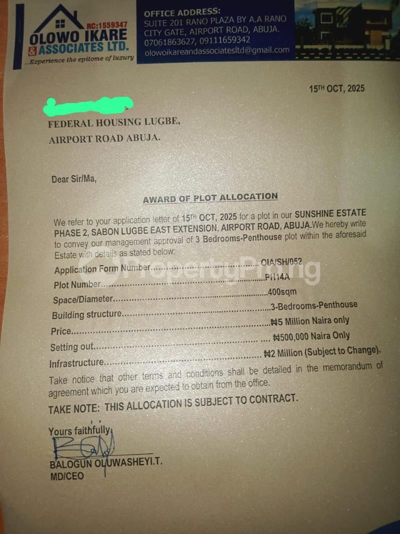Land for sale An Estate Along Pyakasa Road Airport Road Pyakasa Lugbe Abuja