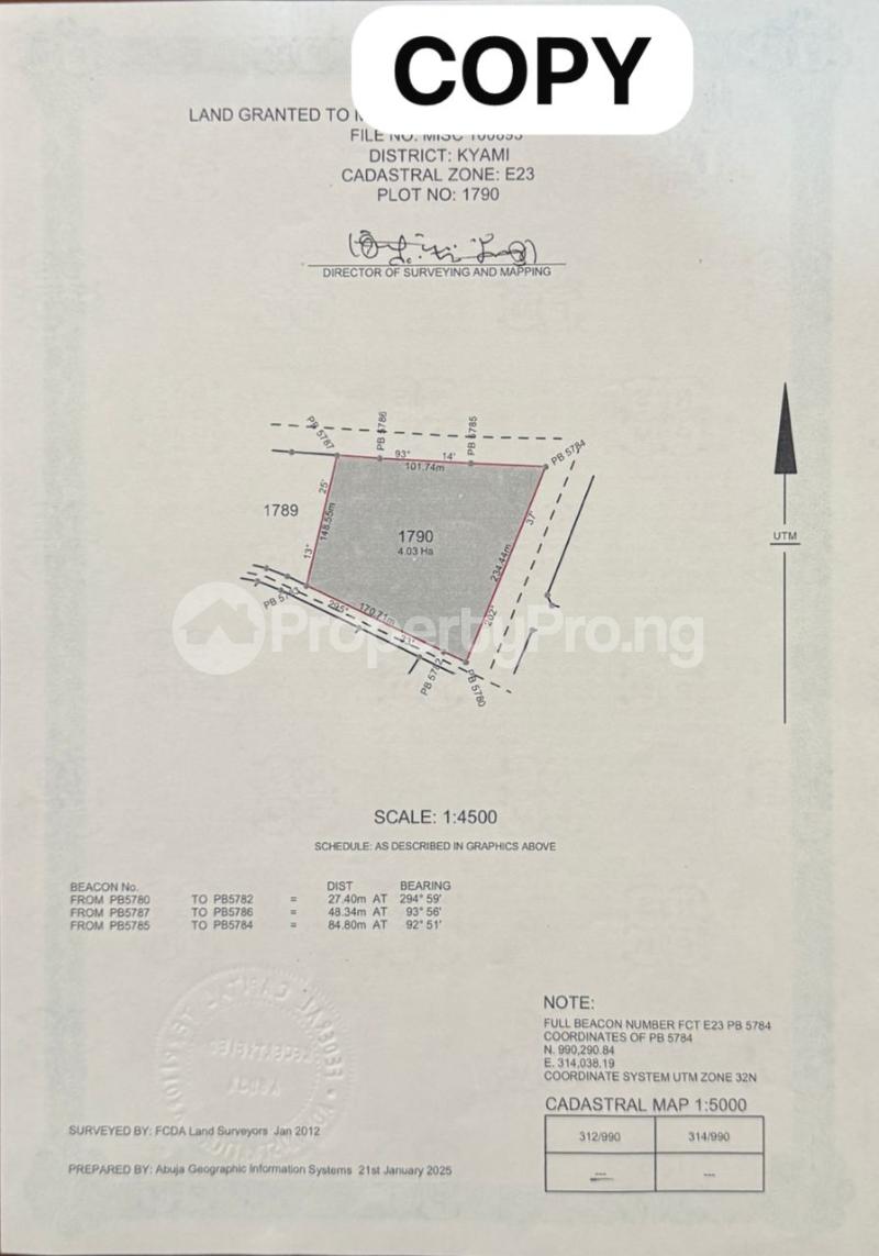Land for sale Kyami District Phase 5 Abuja