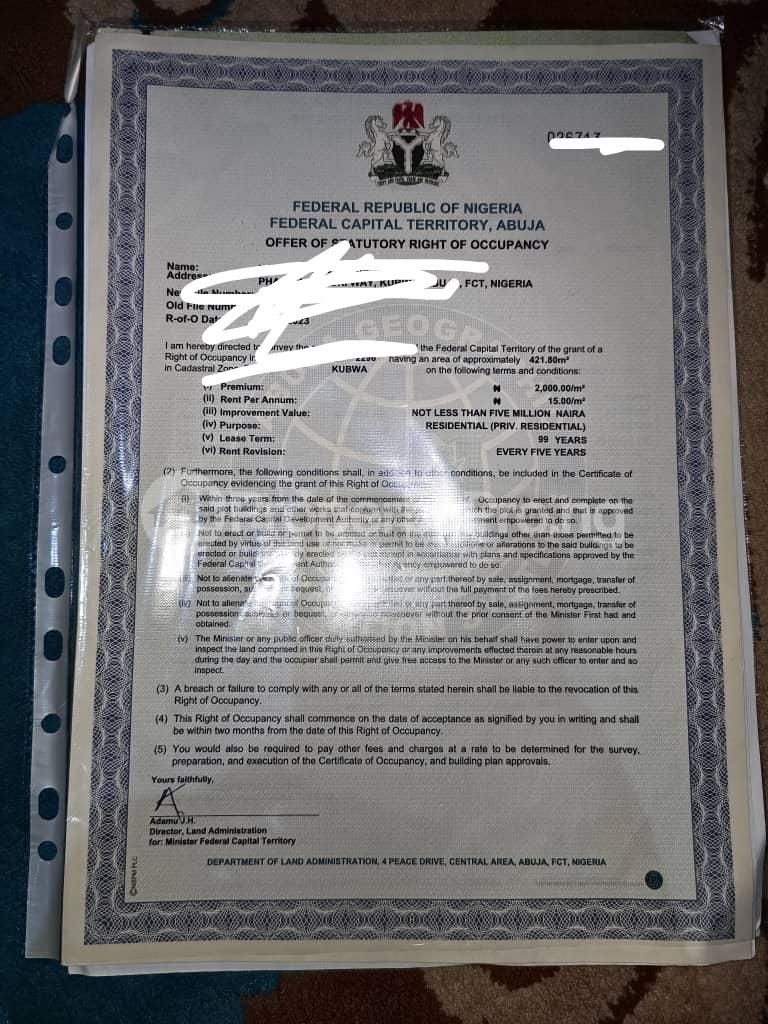 Land for sale Pension Board Axis Kubwa Abuja