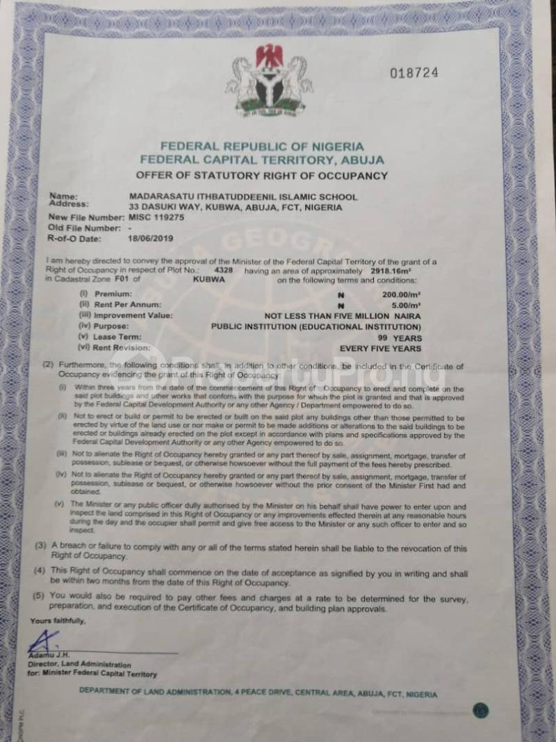 Land for sale F01, Front Of Military Pension Board Kubwa Abuja