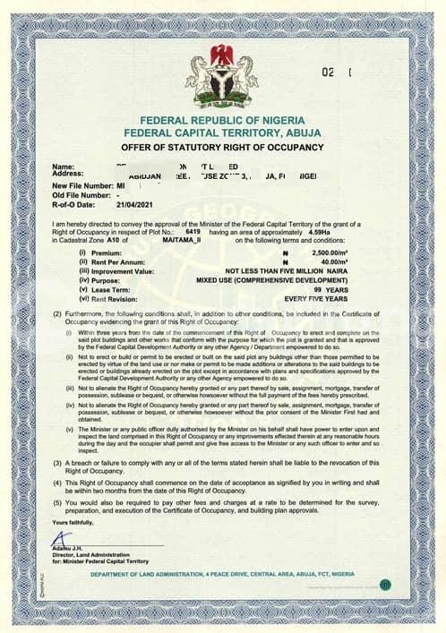 Land for sale Maitama 2, Maitama Abuja