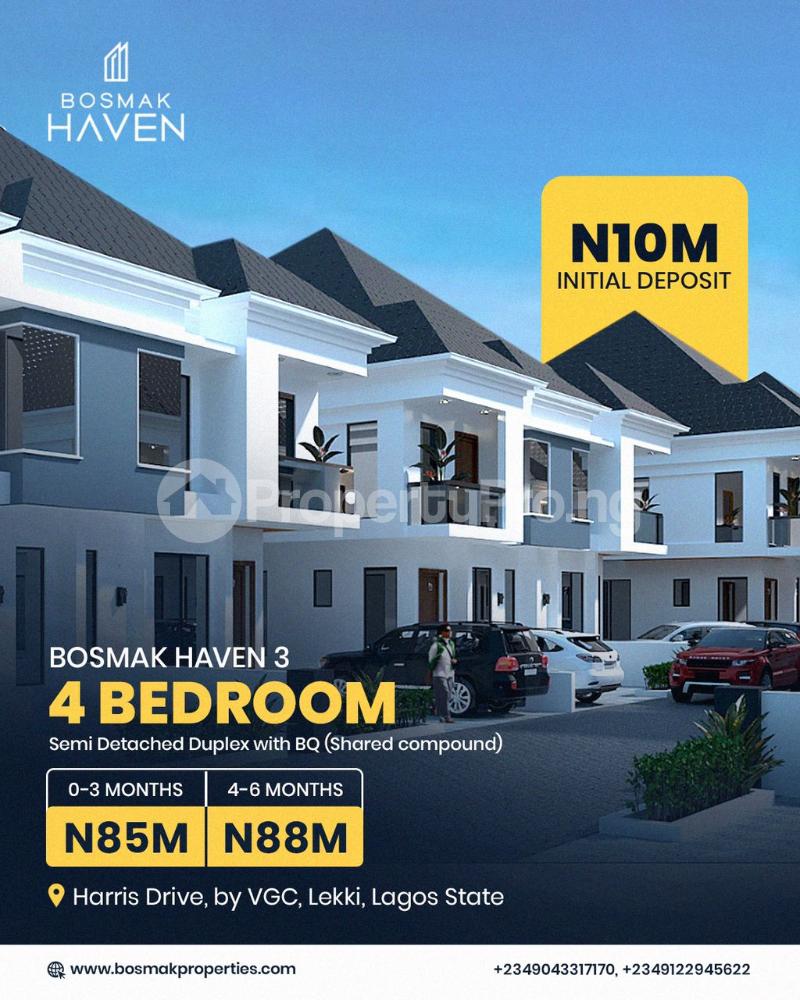 4 bedroom House for sale Bosmak Haven Phase 3 VGC Lekki Lagos