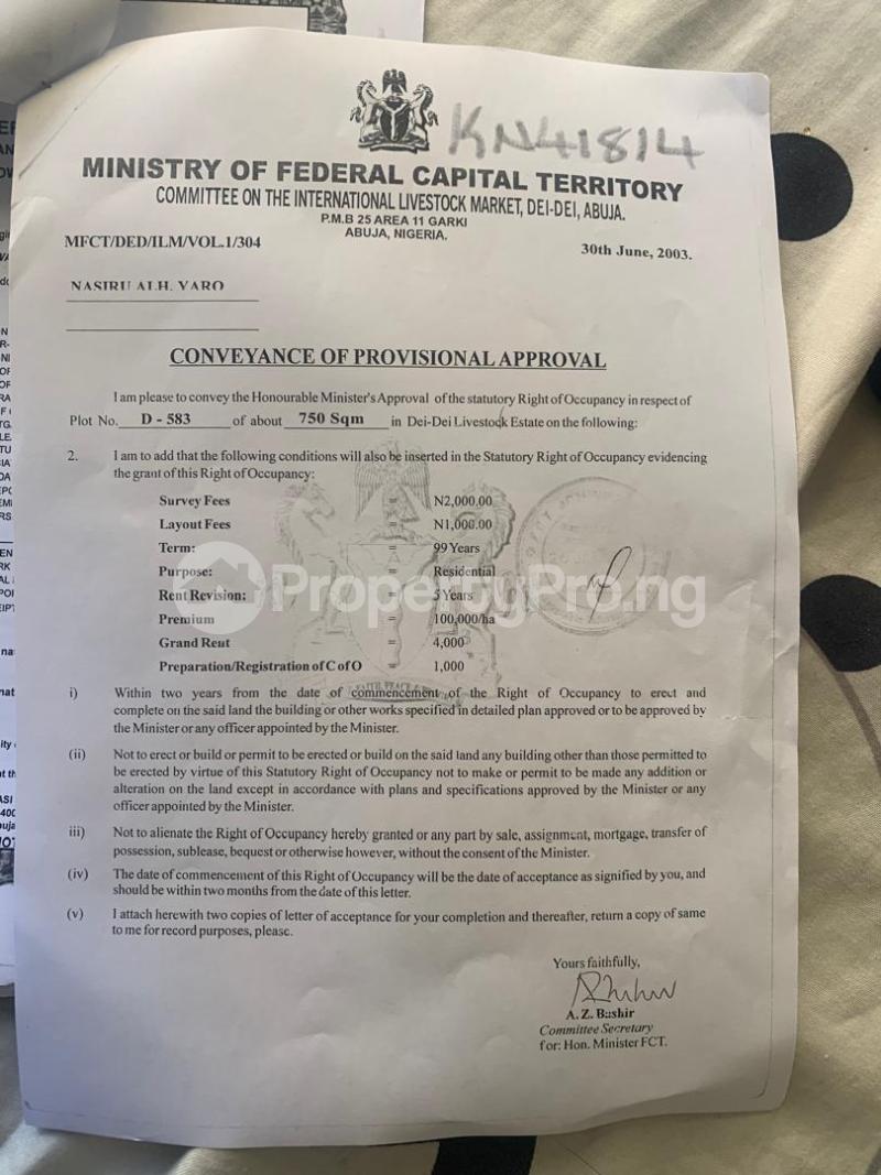 Land for sale Location Dei Dei Livestock Estate Area Dei-Dei Abuja