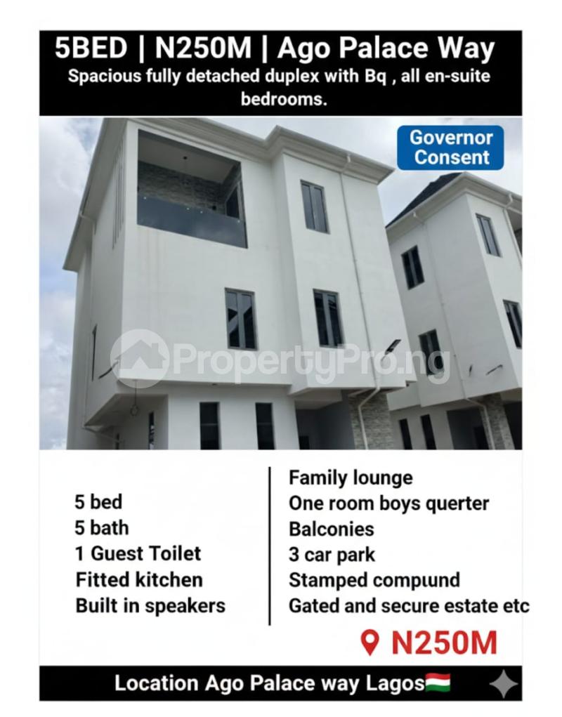 5 bedroom House for sale Ago Palace Road Lagos Ago palace Okota Lagos