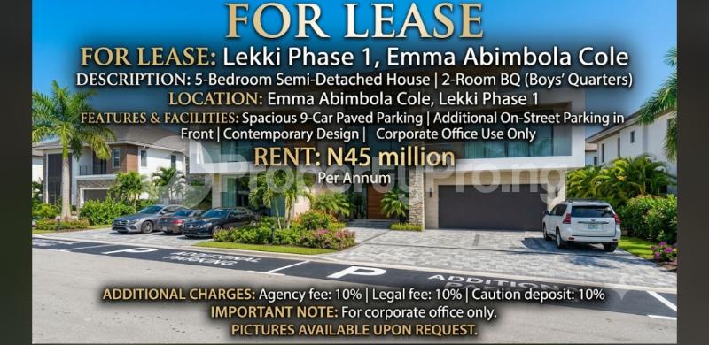 5 bedroom House for rent Lekki Phase 1 Lekki Lagos