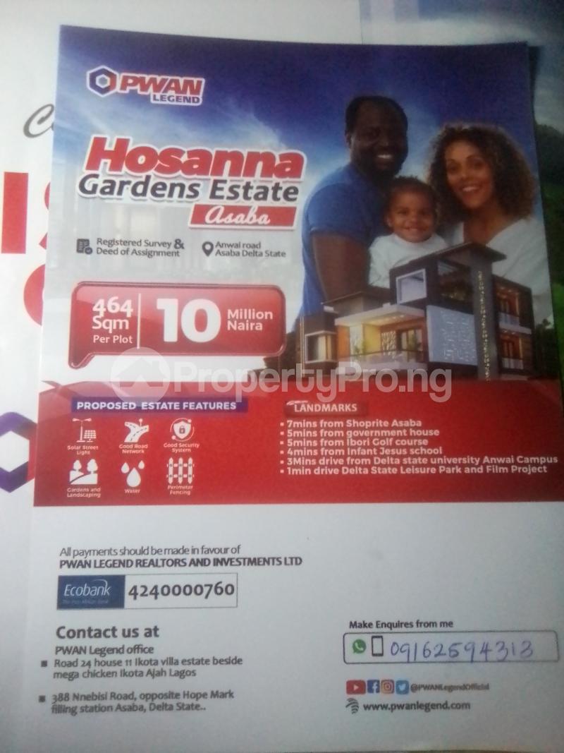 Land for sale Hosanna Gardens Estate,anwai Road, Asaba Oshimili Delta