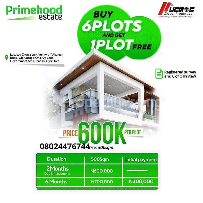 Land for sale Primehood Estate In Akanran, Olorunsogo. Ibadan Oyo