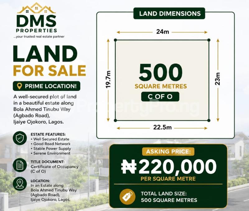 Land for sale Bola Tinubu Way Alagbado Abule Egba Lagos