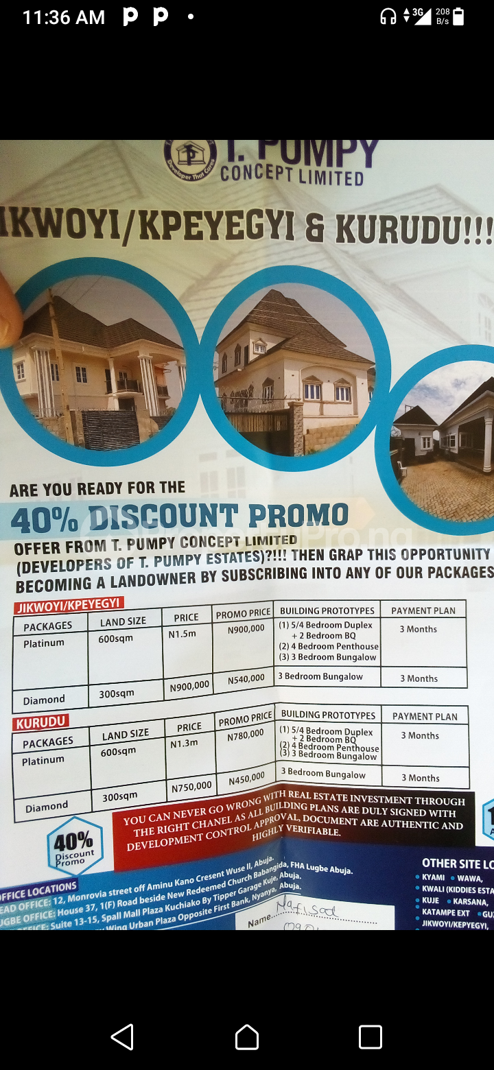 5 bedroom Land for sale Phase 2, Jukwoyi Abuja