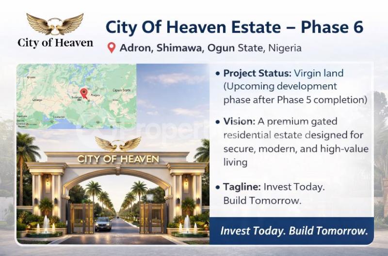 Land for sale Few Minutes Drive From Rccg Redemption Camp Treasure Parks And Gardens Phase 6 ( City Of Heaven ) Simawa Obafemi Owode Ogun