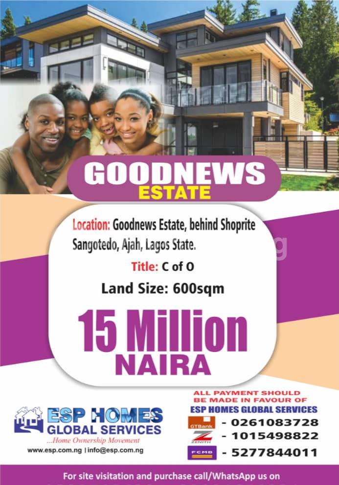 Land for sale Good News Estate, Behind Shoprite, Sangotedo Sangotedo Ajah Lagos