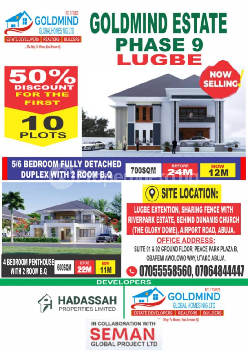 4 bedroom Land for sale Lugbe Behind Dunamis Church (glory Dome) Airport Road, Lugbe Abuja