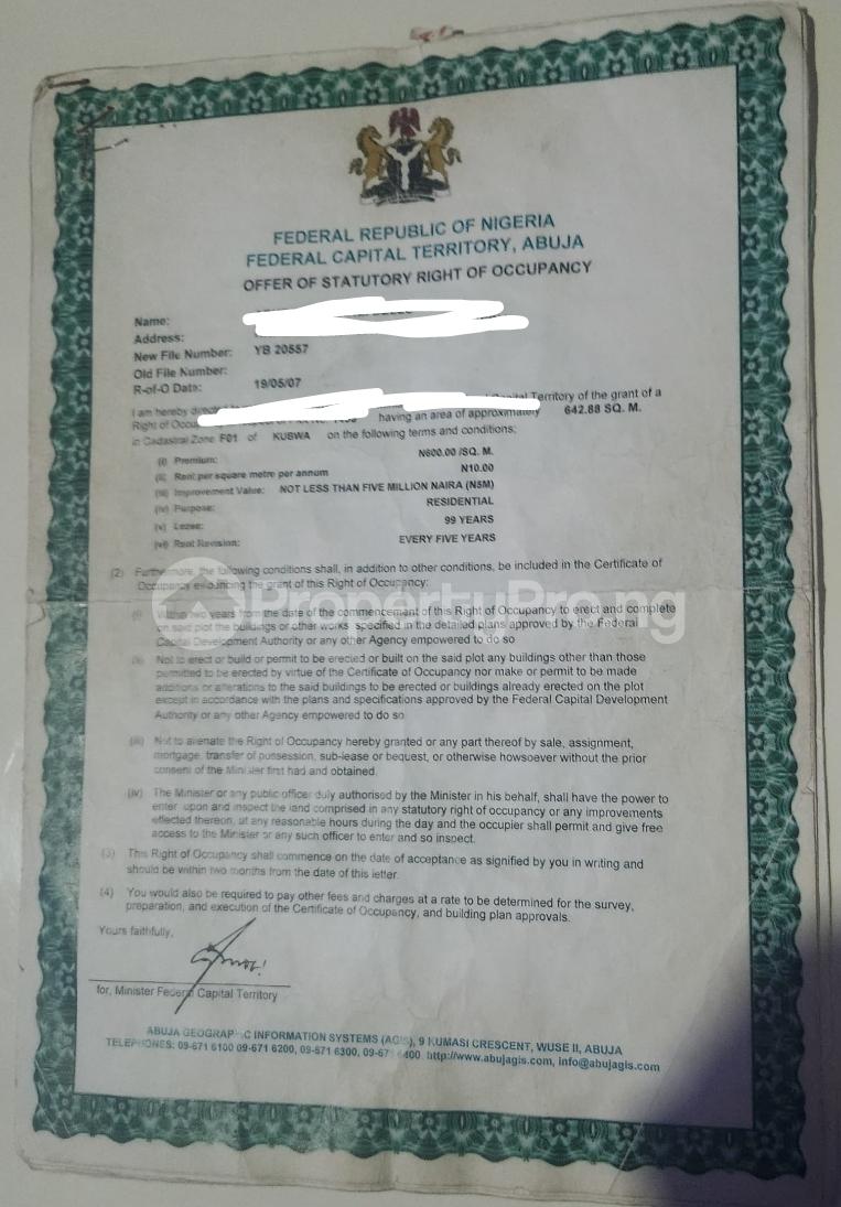 Land for sale Military Board Kubwa Kubwa Abuja