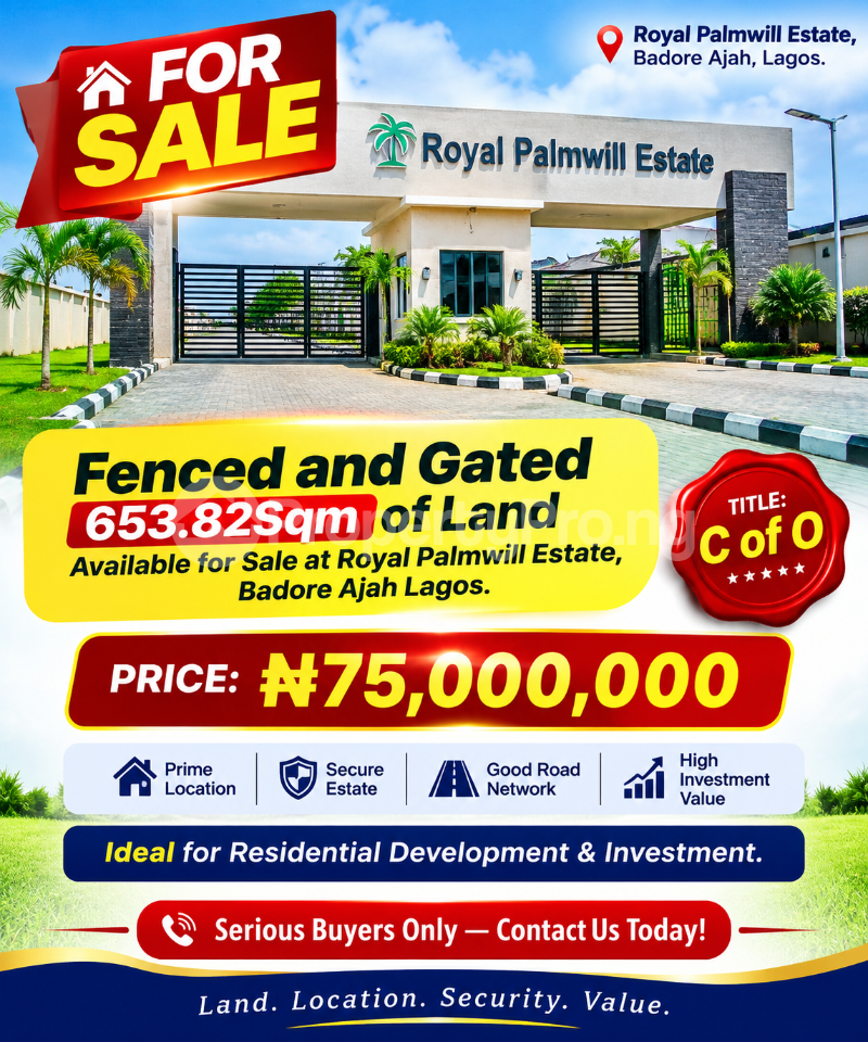 Land for sale Royal Palmwill Estate Badore Ajah Lagos