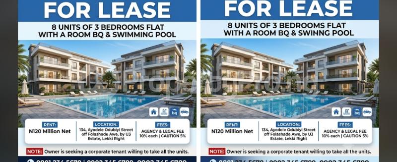 Flat / Apartment for rent Off Folashade Ewe By U3 Lekki Phase 1 Lekki Lagos