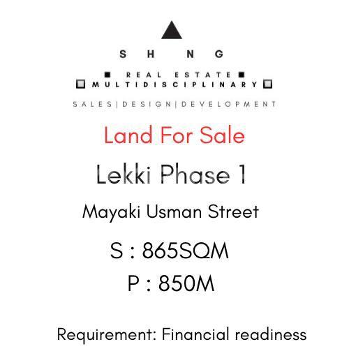 Land for sale Mayaki Usman Street Lekki Phase 1 Lekki Lagos