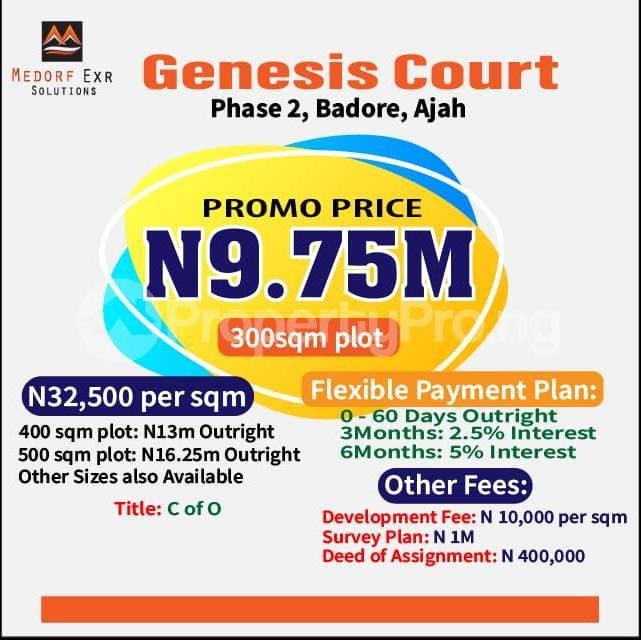 Land for sale Genesis Court Phase 2 With C Of O Badore Ajah9 Badore Ajah Lagos - 0