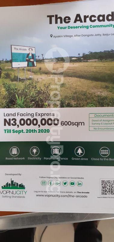 Land for sale The Arcadeapakin Town After Dangote Jetty.ibeju Lekki Free Trade Zone Ibeju-Lekki Lagos - 0
