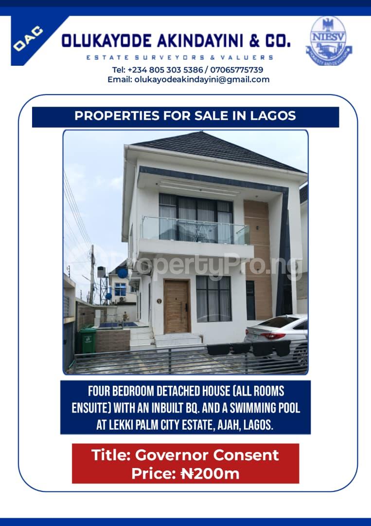 4 bedroom House for sale Lekki Palm City Estate Ado Road Ajah Lagos