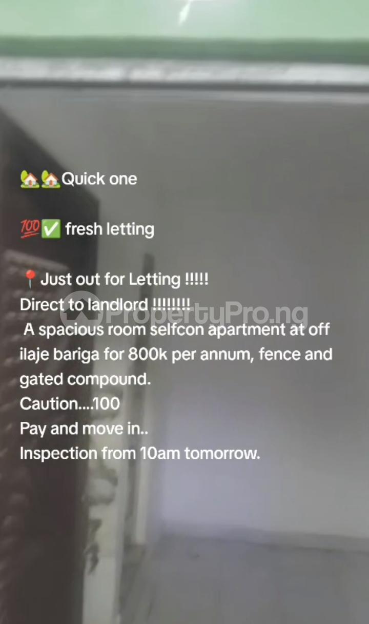 1 bedroom Flat / Apartment for rent Off Ilaje Road Bariga Lagos