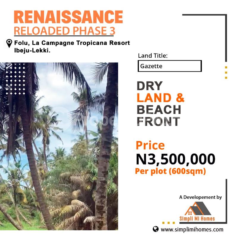 Land for sale Folu,la Tropicana Resort,ibeju Lekki,lagos State LaCampaigne Tropicana Ibeju-Lekki Lagos