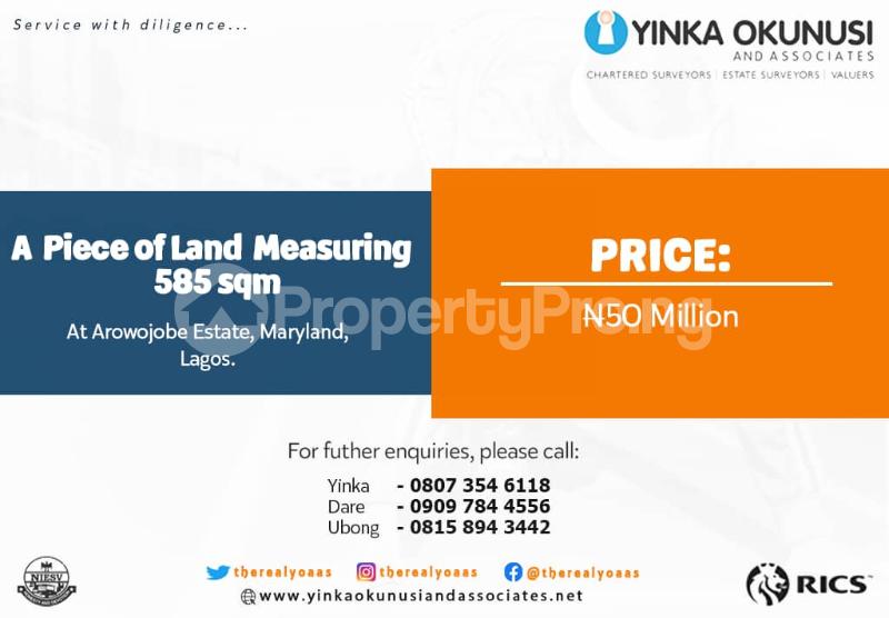 Land for sale Arowojobe Estate. Mende Maryland Lagos